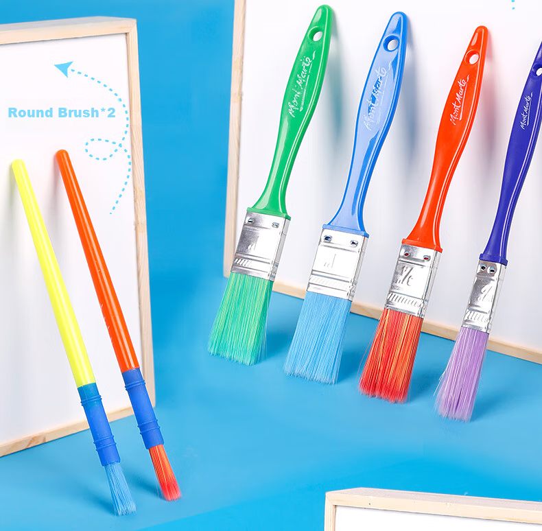 Mont Marte Children's Brush Set, 15 Pieces, Paint Brushes, Sponge Brushes, Watercolor And Gouache Painting Brushes for Kids, Beginner Doodling Brushes 9