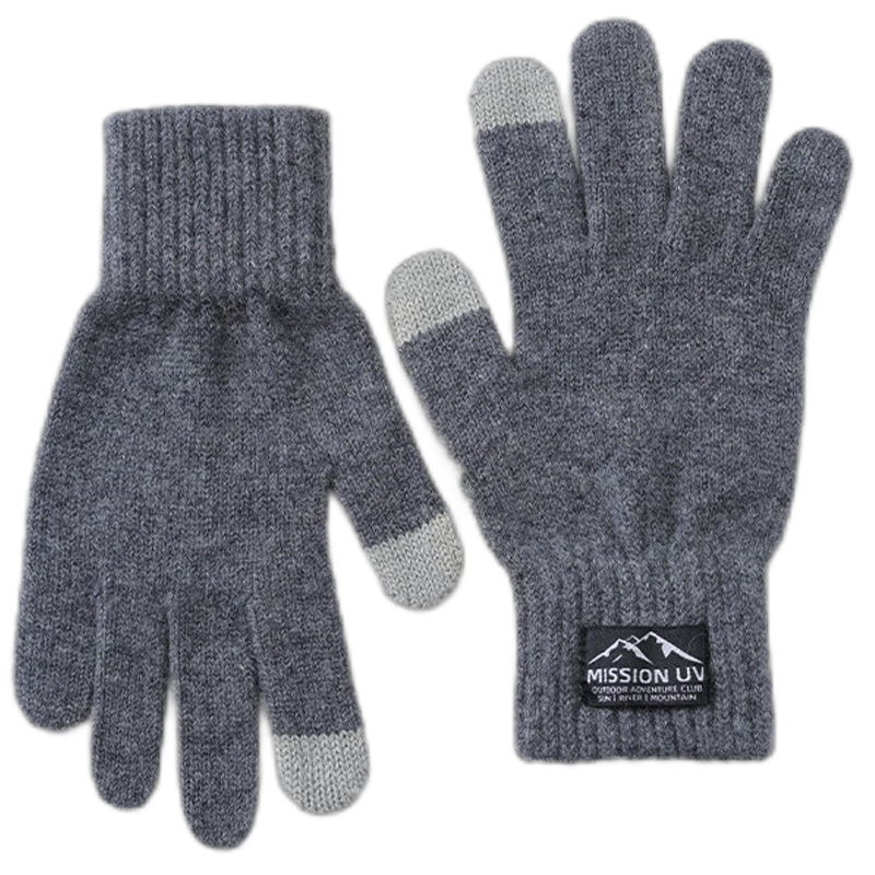 MISSION UV Sheepskin Warm Gloves for Men, Thick Winter And Autumn Outdoor Cycling Driving Anti-Cold Touchscreen Compatible Knitted Gloves