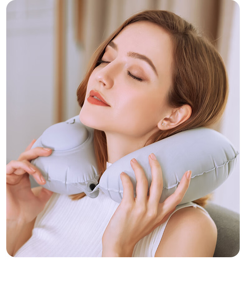 40,000 KM Inflatable U-Shaped Travel Neck Pillow Portable Airplane Cervical Support Pillow U-Shape Neck Pillow for Train and Long-Distance Car Sleep Aid 17