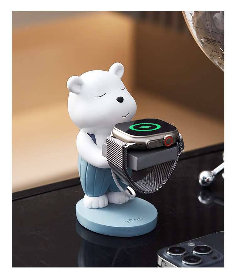 MSSM Apple Watch Stand Compatible with Apple iWatch S11/Ultra3/S10/SE3 Charger Base - Cute Bear Creative Charging Holder Universal Storage 14