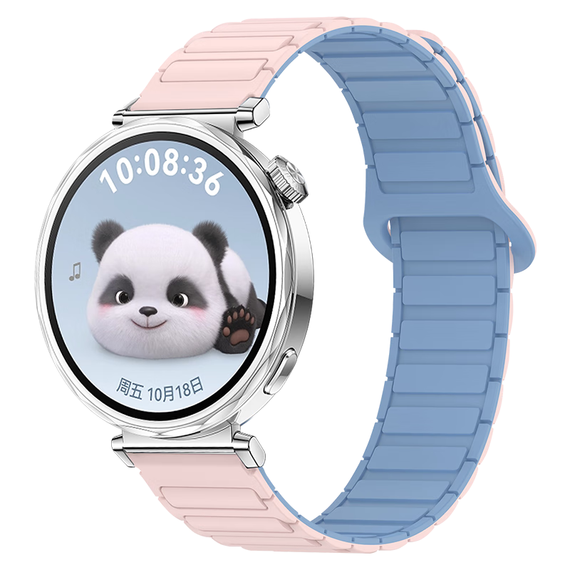 KMaxAI Magnetic Silicone Watch Band Compatible with Huawei Watch GT6/5 41mm/GT5 Pro 42mm, Fresh And Creative Replacement Strap for Women, Dopamine Style, Pink Sand Color