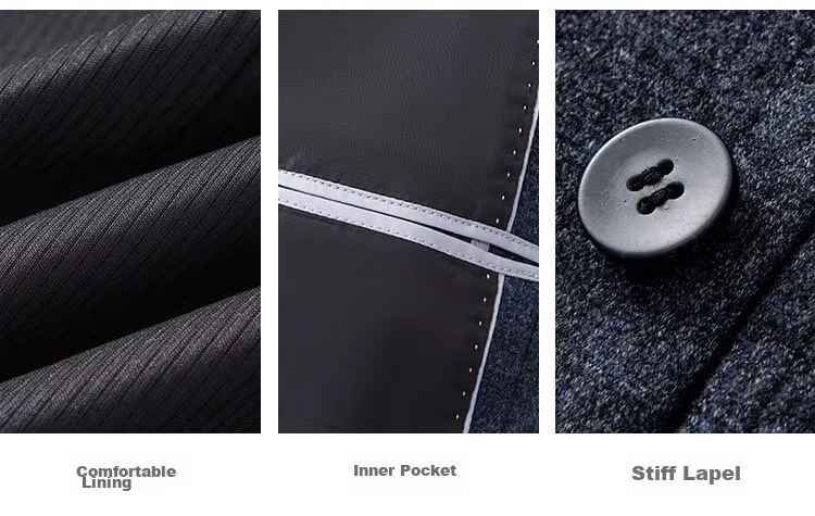MONTAGUT Spring And Autumn Men's Suit with Mulberry Silk Texture, Business Formal Wear Single Suit Jacket Crisp Outerwear, Gray-Blue, Size 48 8