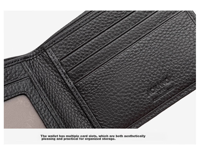 Aokang Men's Top-Grain Leather Bifold Wallet, Billfold, Short Wallet, Birthday Gift for Husband 5
