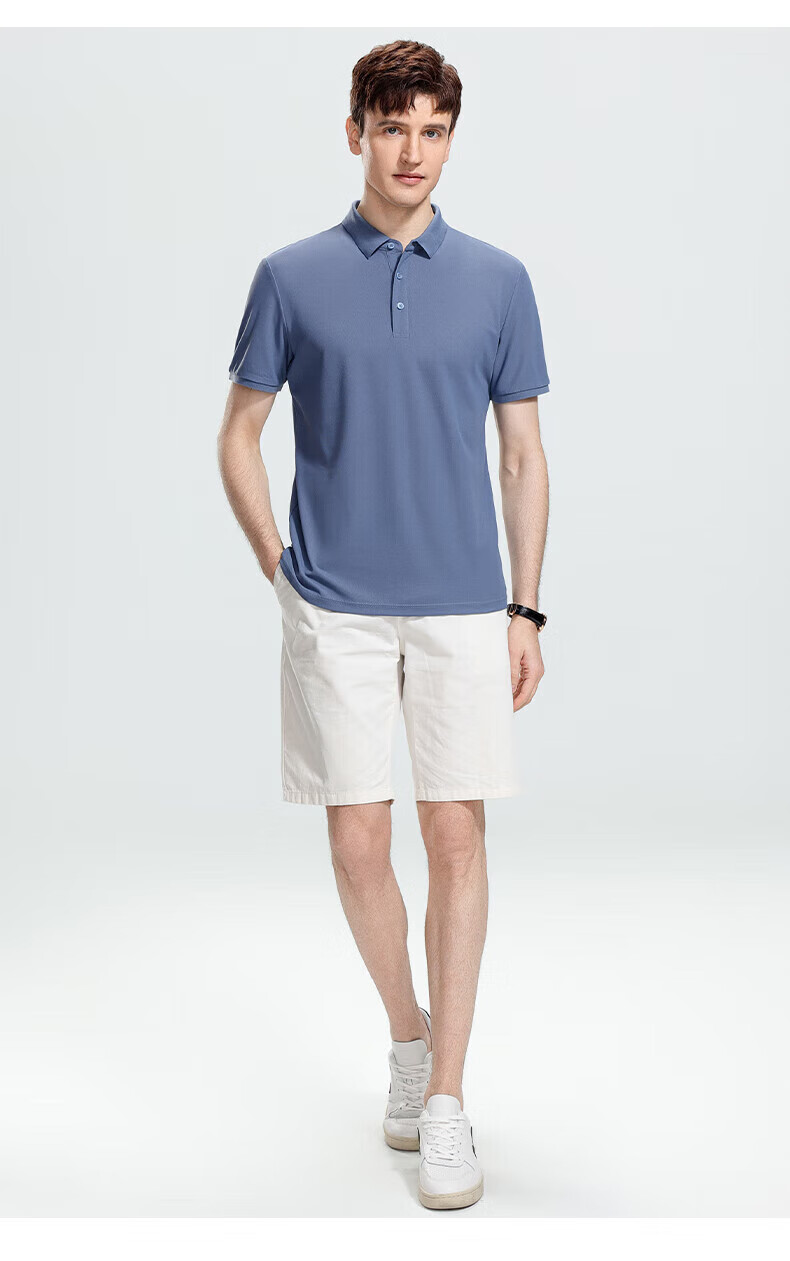 ROMON Short-Sleeve Polo Shirt for Men with Collar, Summer Business Casual Versatile Solid Color Top 8827 11