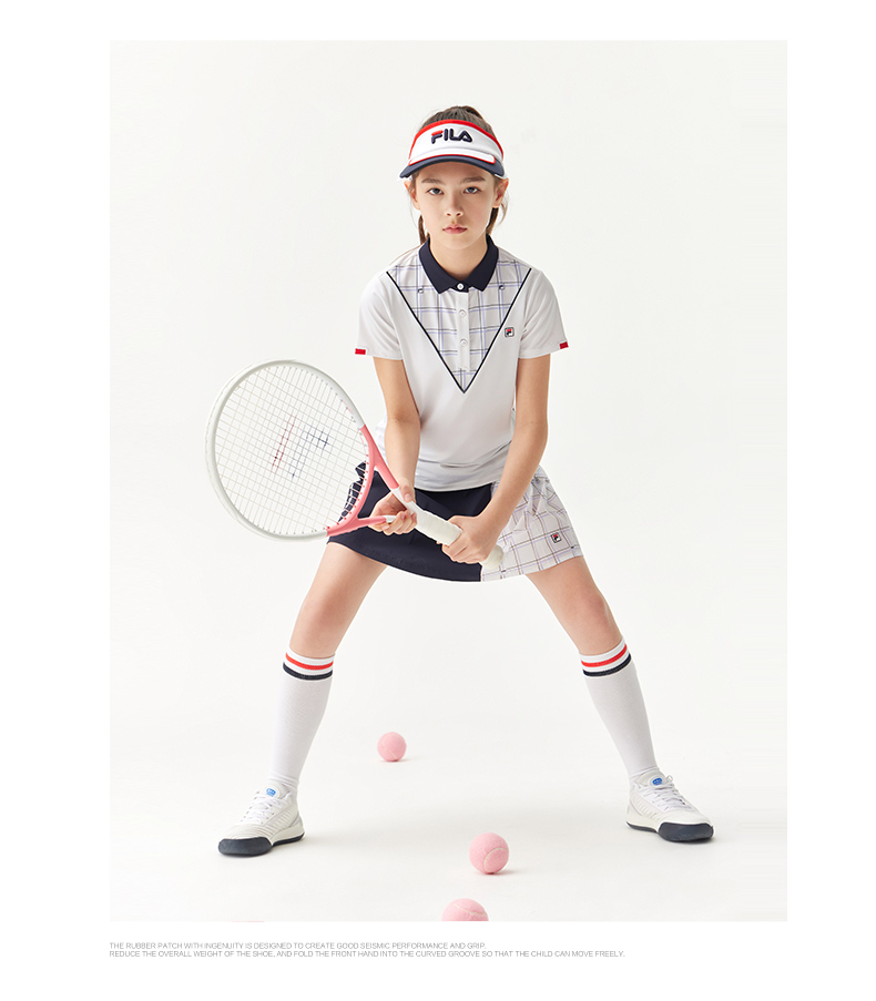 fila斐乐童装儿童短袖polo衫2022夏季女童透气网球运动上衣白