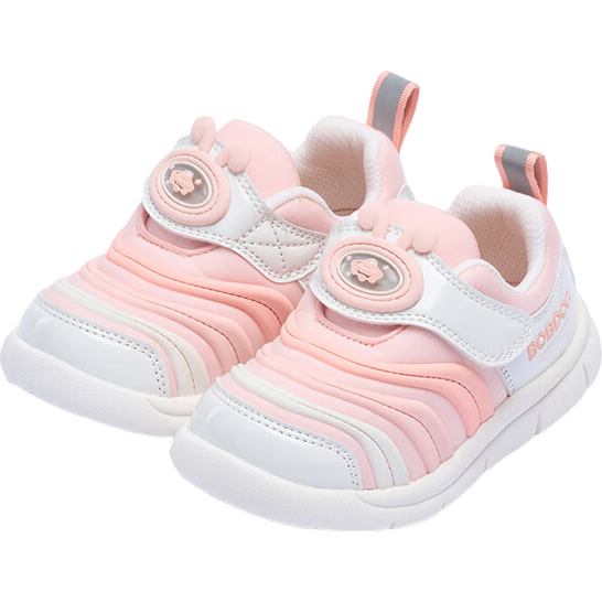 BOBDOG Children's Shoes Spring Style, Boys And Girls Baby Caterpillar Walking Shoes, Non-Slip Soft Sole Functional Shoes, Infant Shoes, Shell Pink, Size 26