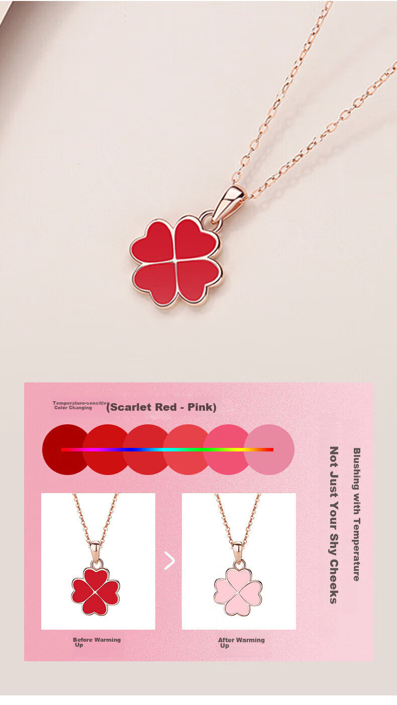 Grace Girl Four-Leaf Clover Necklace for Women, Simple And Elegant Rose Gold Collarbone Chain, Anniversary Birthday Gift for Girlfriend 23