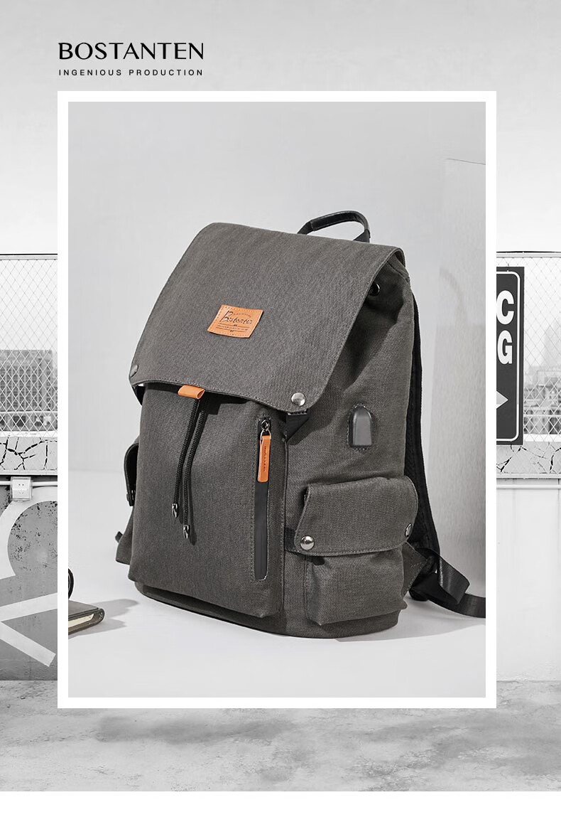 BOSTANTEN Men's Backpack, High School And College Student Bookbag, Trendy Backpack with Large Capacity for Laptops And Notebooks, Suitable for Both Men And Wome 2