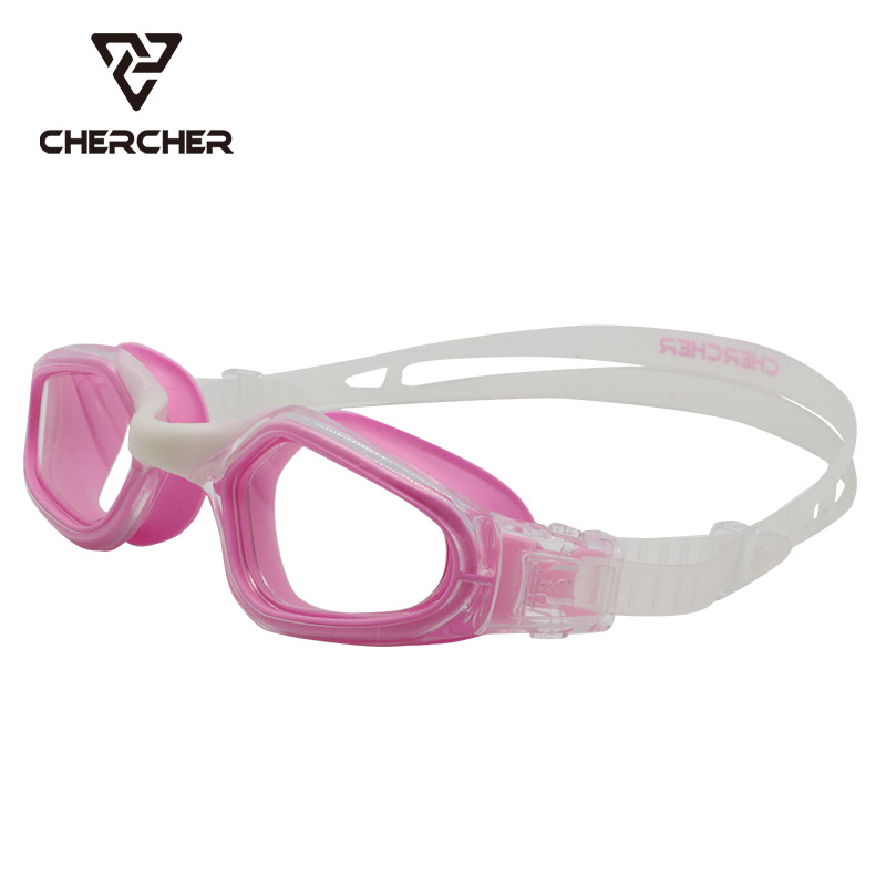 CHERCHER Swimming Goggles, High-Definition Anti-Fog Waterproof Glasses for Men And Women, DOLPHIN Pink