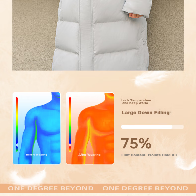 361° Long Down Jacket Unisex Winter New Three-Proof Warm Hooded Sports Casual Coat 632544301-2 13
