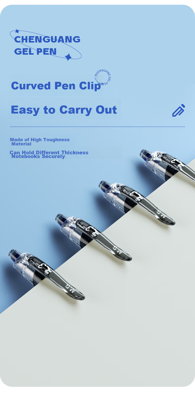 M&G GP1163A Retractable Gel Pen, 0.5mm Black Bullet Tip, Push-Button Business Office Signing Pen, Exam Rollerball Pen, 12 Pcs 7