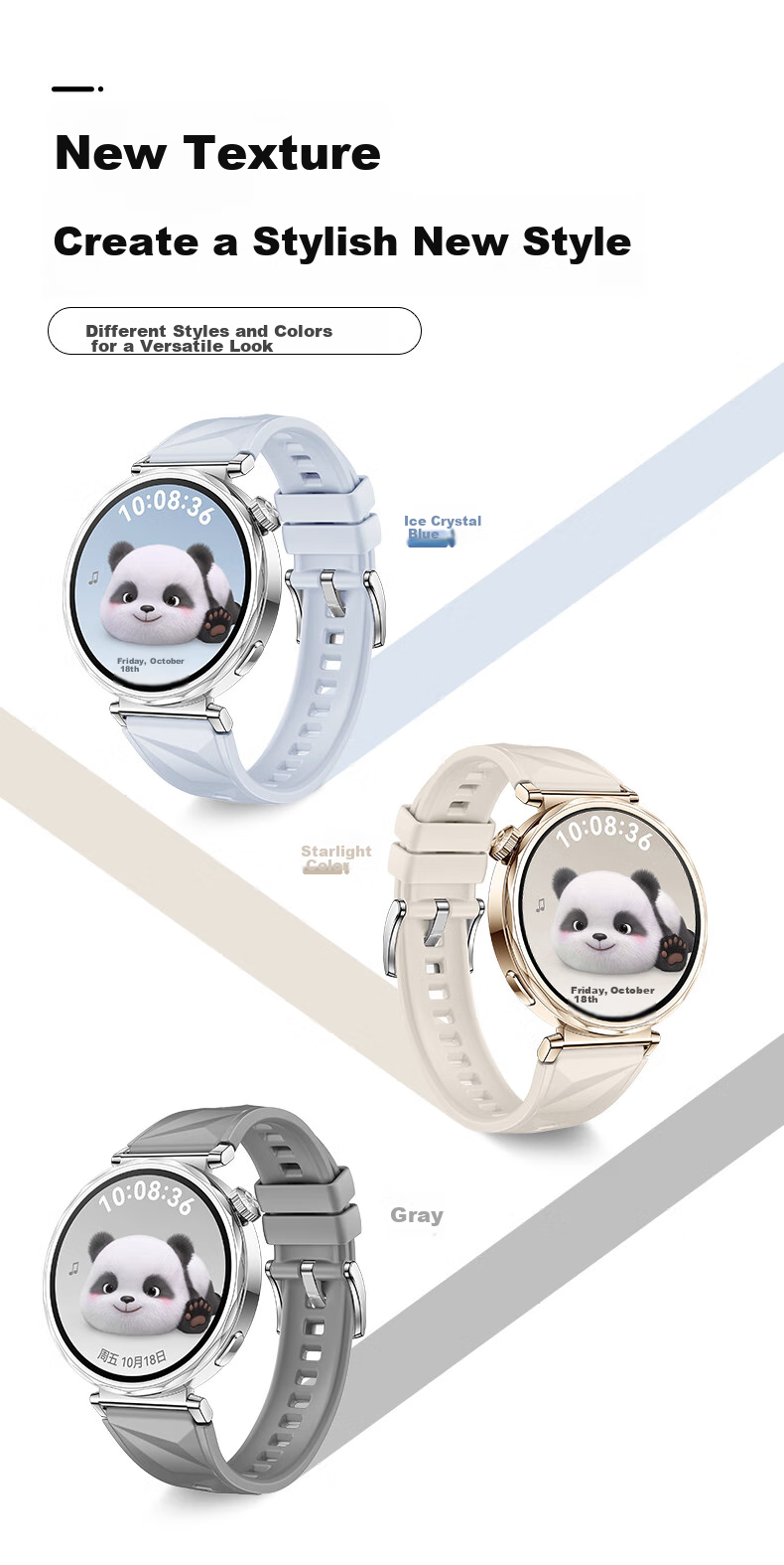 Xiaopijiang Compatible Watch Band for Huawei Watch GT7/GT6/GT5/4/Pro/Watch6/Watch5 Ice Crystal Pattern Strap, Xiaomi S4 Watch/OPPO X3/X2mini Silicone Watch Band 4