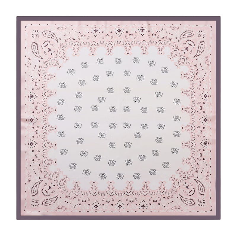 GLO-STORY Silk Scarf for Women, Fashionable Elegant Small Square Scarf, Versatile Decorative Neck Scarf WSJ814049 Pink with Gray Trim