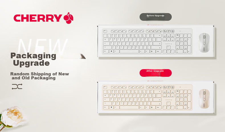 CHERRY DW2300 Wireless Keyboard And Mouse Combo Set, Business Office Home Laptop External Full-Size Quiet Portable Ergonomic Keyboard And Mouse, Vintage White 13