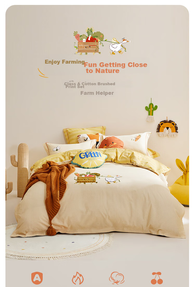Luolaikids Four-Piece Set, Maternal And Infant Class A Pure Cotton Thickened Brushed Duvet Cover Bed Sheet Pillowcase Pure Cotton Quilt Cover, 200*230 1
