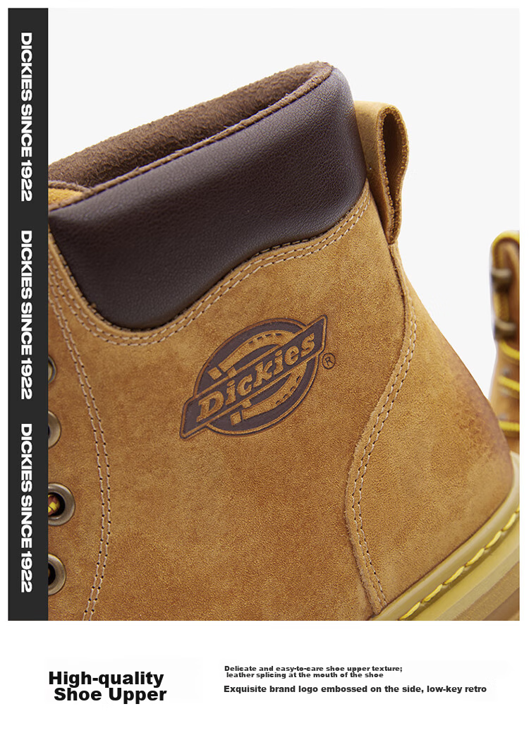 Dickies Women's High-Top Martin Boots, Fashionable Couple Boots, Versatile Work Boots for Women, Khaki, Unisex Style - Size 38 8