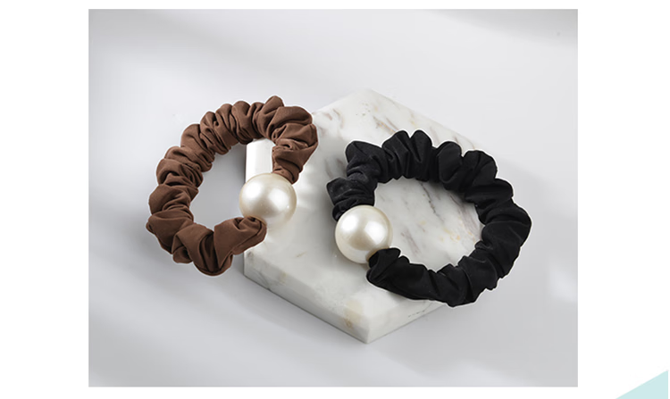 Yefili Two-Piece Premium Round Bead Small Intestine Hair Tie Elastic Ponytail Holder Hair Accessory 1