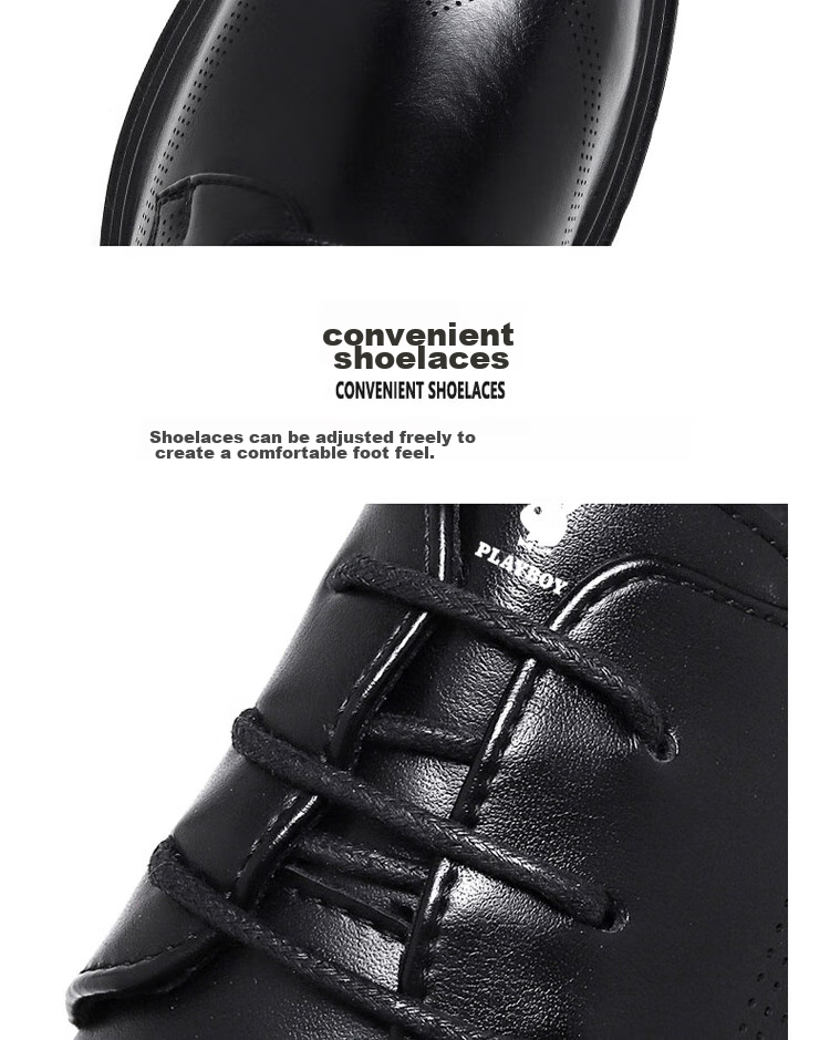 PLAYBOY Leather Shoes for Men, Spring/summer 2026 Formal Business Casual Shoes, Fashionable Lightweight Footwear for Men, Black, Size 39 7