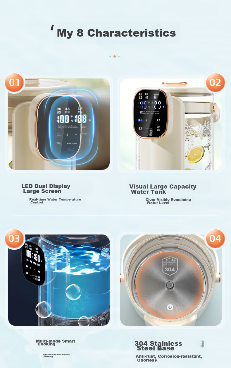 CHIGO Electric Thermos Water Boiler Multi-Temperature Household Desktop Small Drinking Water Heater 3L Large Capacity Glass Kettle RC-K30A 4