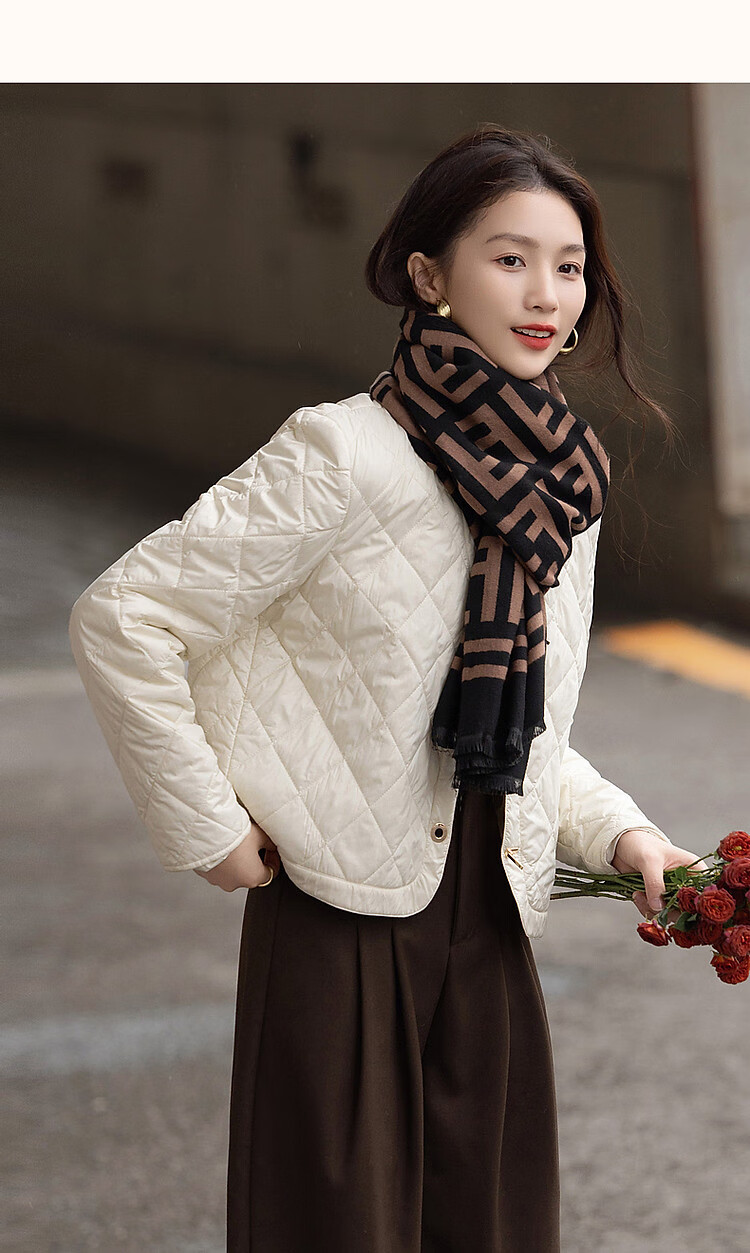 Dme [Laoqian Yinxiang] Winter Luxury Matte Light Luxury 400T Spring Yarn Diamond-Quilted Women's Cotton Jacket 26