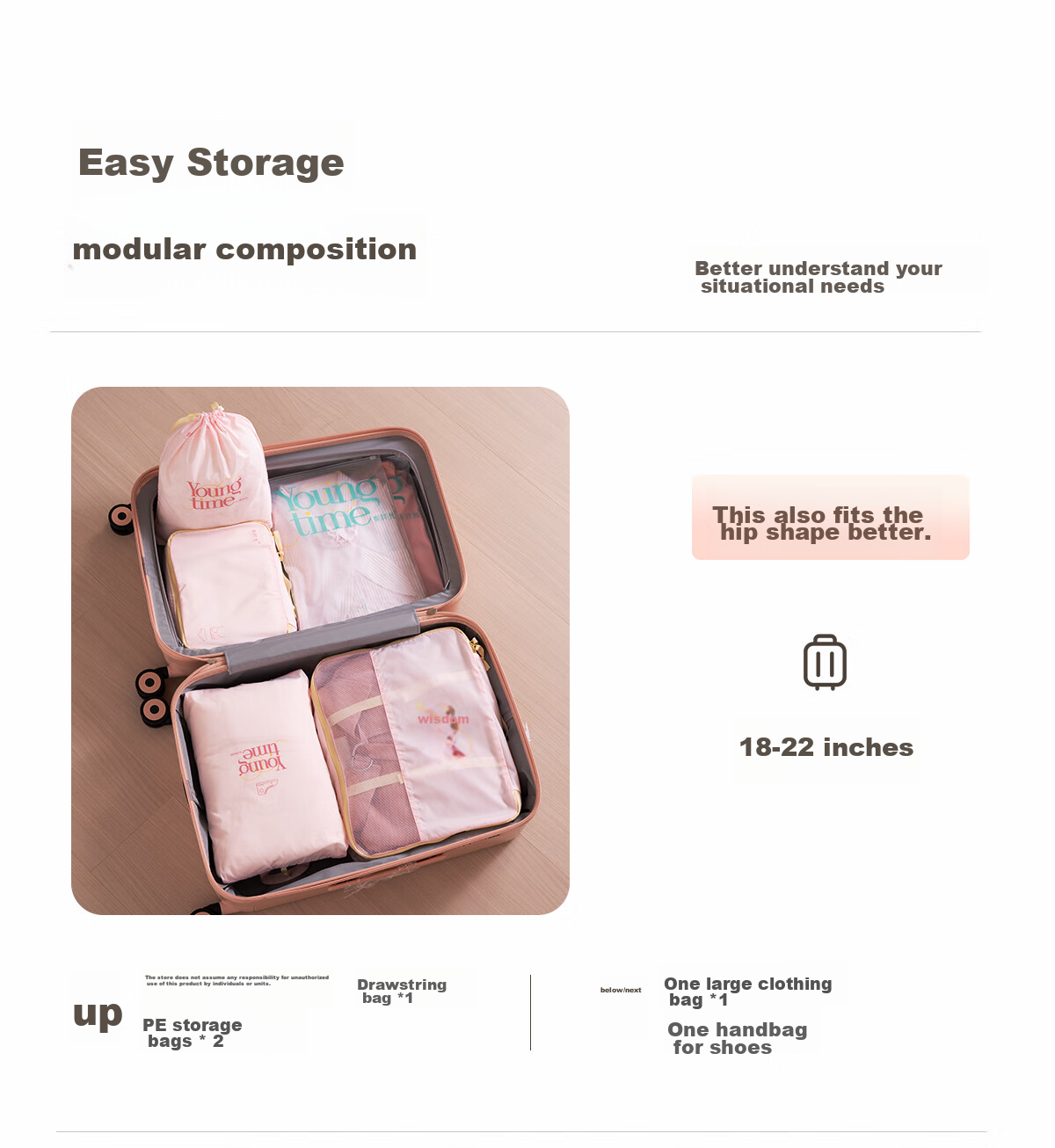 Youshiguang Travel Clothing Storage Bag, Underwear Compressor Organizer, Non-Disposable Luggage Sorting Bag 5