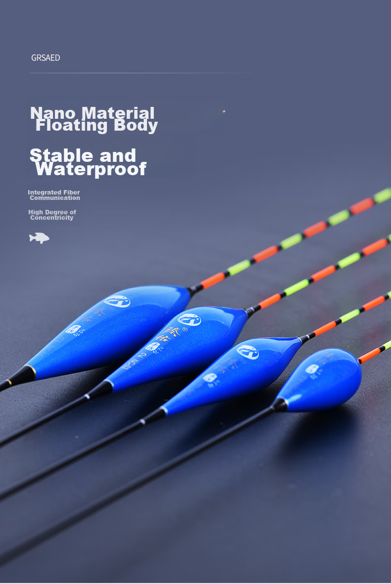 Grsaed Fishing Float Set NC12, Nano Floats Blue ABS Float Box, Crucian Carp Float, Highly Sensitive, Eye-Catching, Thickened Tail 5
