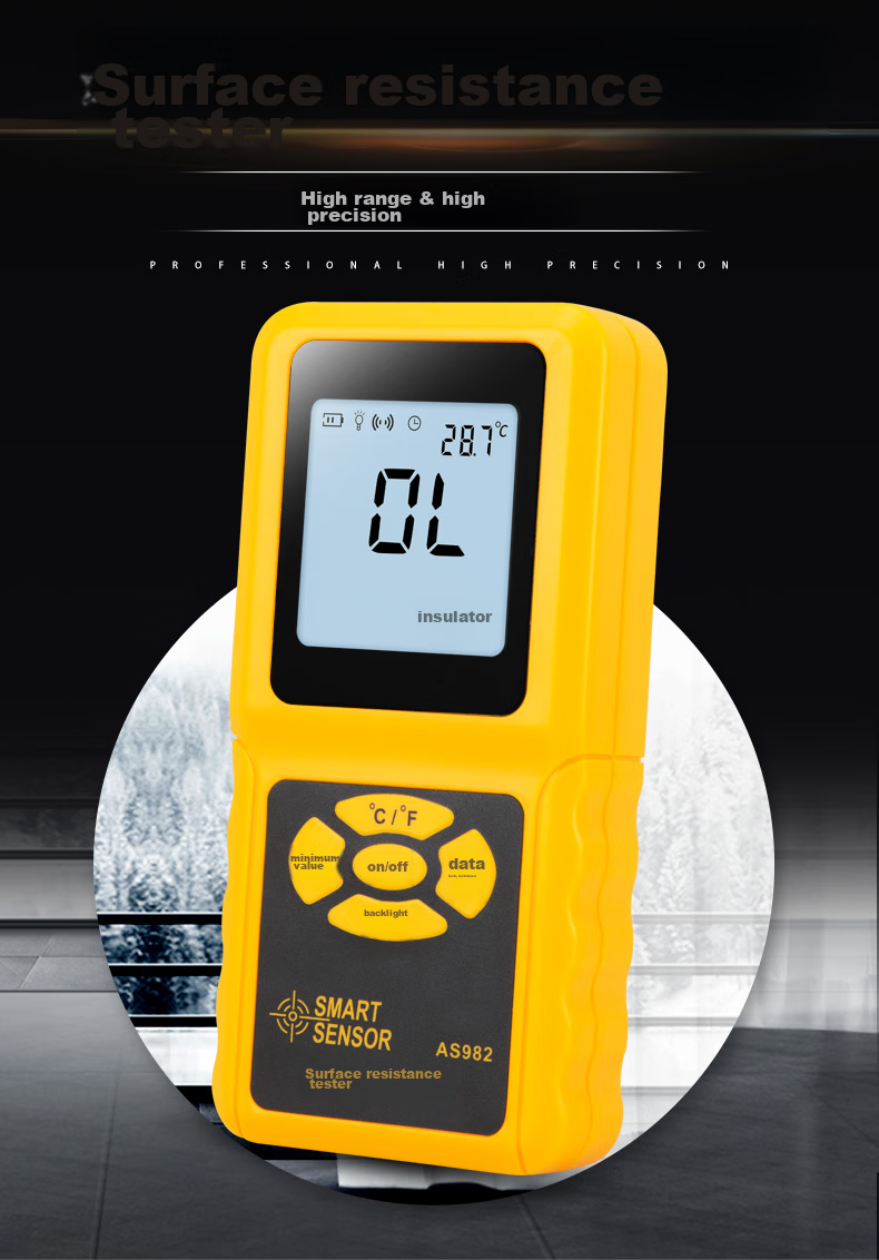 Xima AS982 Surface Resistance Tester, Impedance Meter, Insulation Resistance Detector, Electrostatic Tester 2