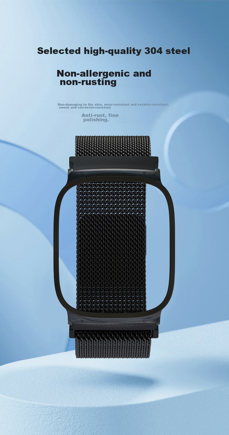 CangHua Compatible with Redmi Watch 3 Strap, Redmi Watch 3 Strap, Sports Edition Watch Strap, Milanese Metal Stainless Steel Replacement Wristband, Black 12