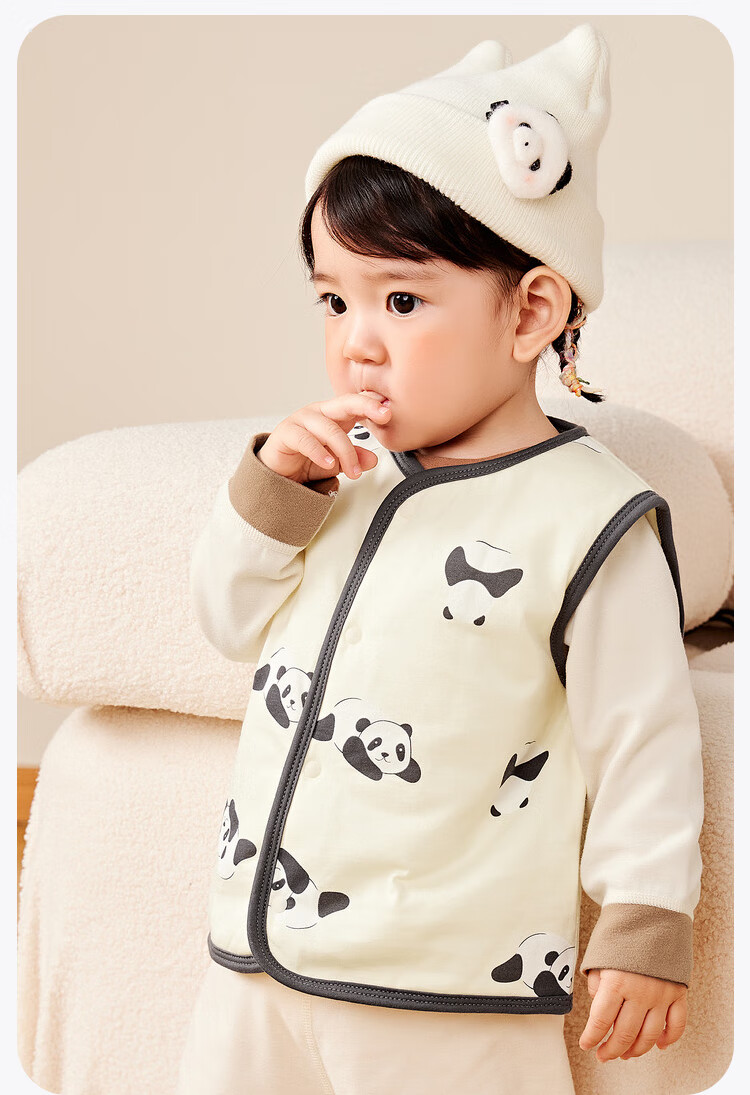 Minibala Padded Baby Warm Vest Unisex Infant Skin-friendly Printed Homewear Autumn Winter 12