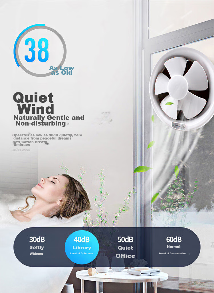 JINLING Window Exhaust Fan, Bathroom Ventilation Fan, Kitchen Powerful Extractor, Low Noise Exhaust Fan, 8-Inch APC20-3 8
