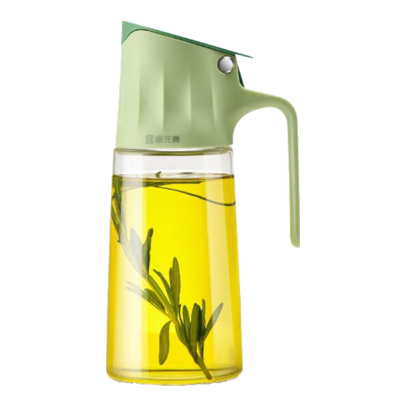 Juyuansu Glass Oil Dispenser with Automatic Opening And Closing, Leak-Proof, Non-Drip, Large Capacity Soy Sauce And Vinegar Seasoning Bottle, 500ml, Fruit Pink Gree