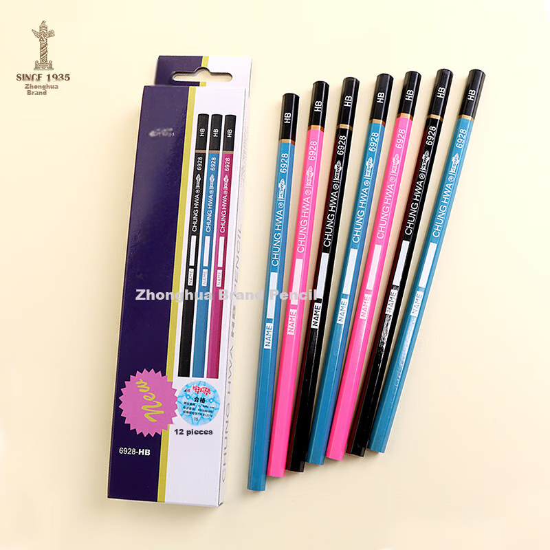 Zhonghua [Back to School Essential] Zhonghua Hexagonal HB Student Pencils for Office Writing, Pack of 12, Model 6928