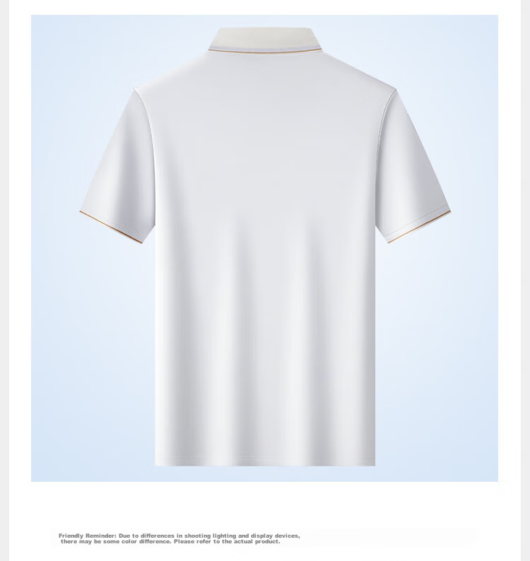 MONTAGUT Summer Men's Polo Shirt with Mulberry Silk, Business Embroidery Casual T-Shirt, White, XL 18