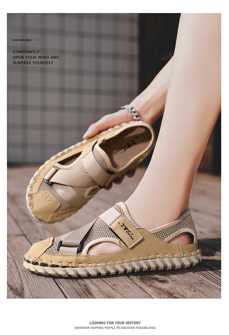 Bull Family Men's Summer Closed-Toe Sandals Soft Leather Soft Sole Outdoor Water-Resistant Casual Trendy Men's Clogs 8