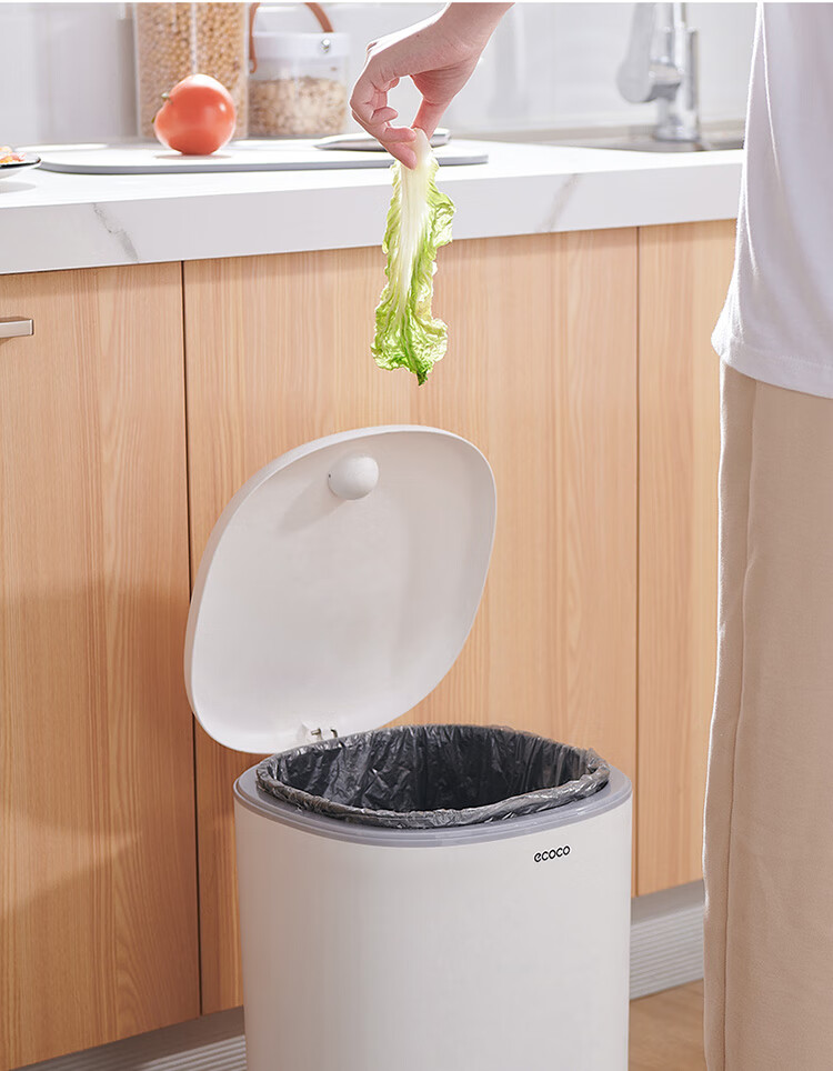Ecoco Trash Can, 7L Capacity, Dual-Opening Lid for Living Room And Bathroom, Large Sealed Round Garbage Bin, Model E2330, Black 15
