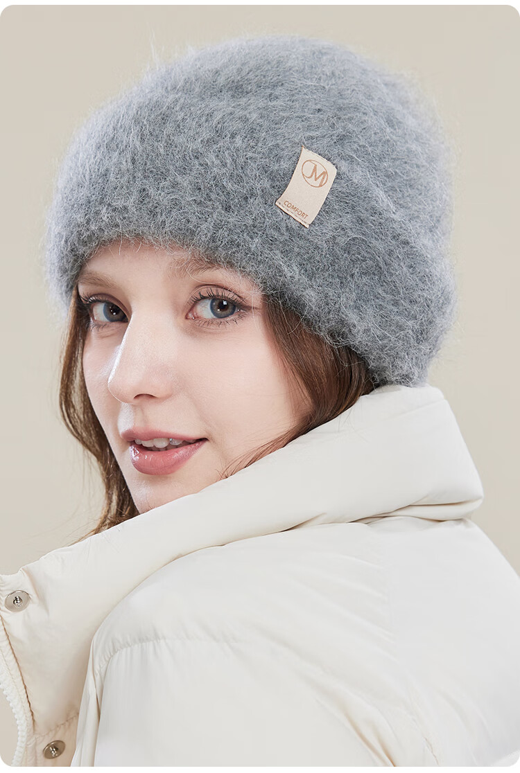 JIUMU Alpaca Wool Warm Knit Hat, Autumn And Winter Knitted Cap, Cold Hat, Winter Hat, Outdoor Ear Protection Hat for Women in Cold Weather 22