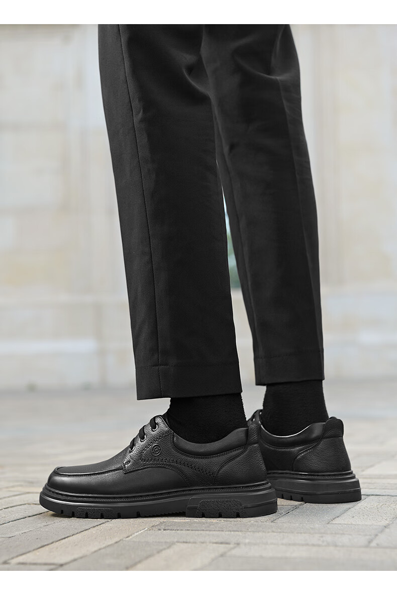HLA Spring Men's First Layer Cowhide Leather Dress Business Casual Shoes 010A Black Size 43 2