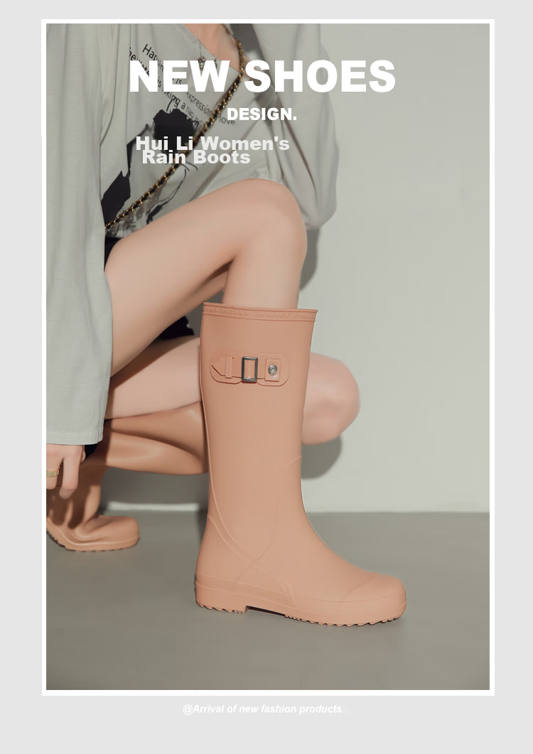 Warrior Rain Boots for Women, Fashionable Adult Tall Rain Boots, Water Shoes, Rubber Shoes, Waterproof Boots HXL73-B Kao 40 8
