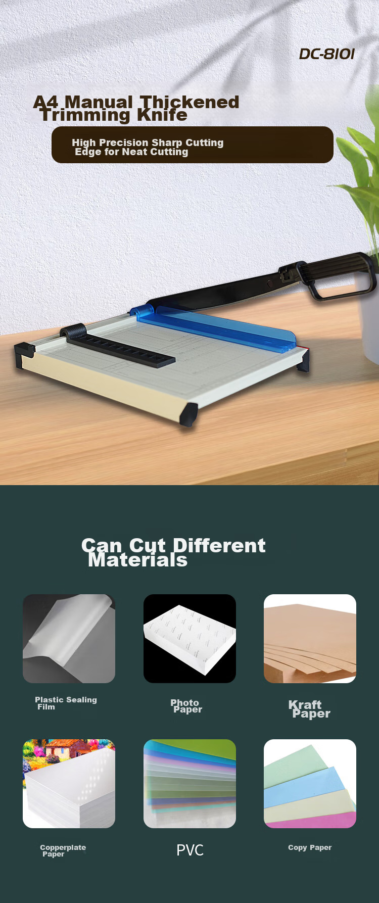 Doton DC-8123 A4 Manual Multifunctional Small Paper Trimmer Steel Cutter 15-Sheet Photo Cover Business Card Copier Paper Cutter 2
