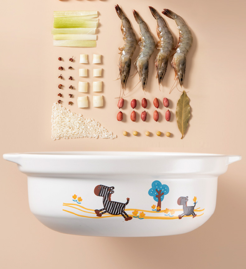 Nihuojiang Ceramic Glazed Zebra Soup Pot, 4L Wide-Mouth Casserole, for Cai Xian Rice And Lotus Root Stew, Shallow Sandpot, Same Style As Lianjie 3