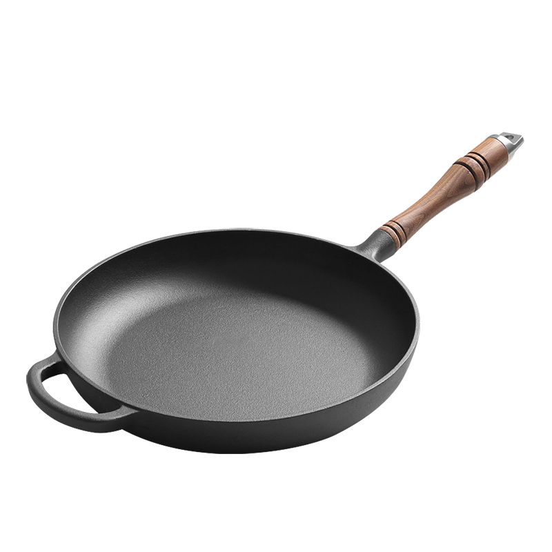 Dianjiang Flat Bottom Frying Pan, 28cm Non-Coated Cast Iron Pan, Thickened Breakfast Egg Frying Pan, Pancake Griddle, Steak Pan, Compatible with Induction Cooker