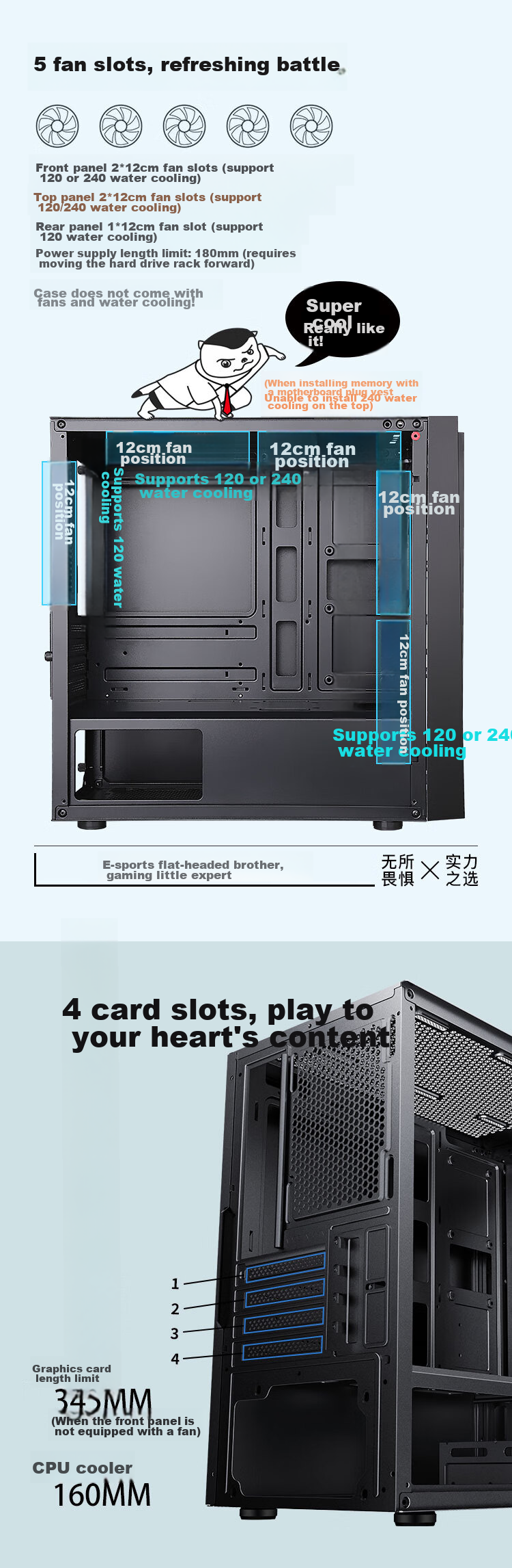 SAMA Pingtouge M9 Black, Desktop M-ATX Computer Case, Glass Side Panel/ Front Mesh Cooling/ Supports 360mm Water Cooling/ Standard Type-C Port/ Three-Sided Dust Protectio 7