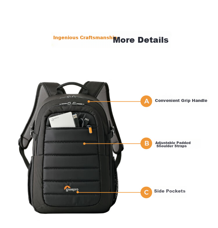 LOWEPROleshebao Camera Bag, Tahoe BP 150 Backpack Photography Bag, Sports Camera Bag for Men And Women, DSLR Mirrorless Multi-Functional Drone Bag, Black (LP36892-PWW) 9