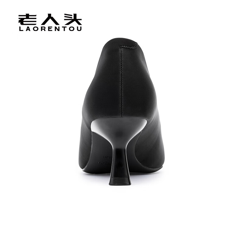 LAORENTOU Women's Professional Work Leather Shoes, Chunky Heel Pointed Toe High Heels, Comfortable Black LB91 Size 39