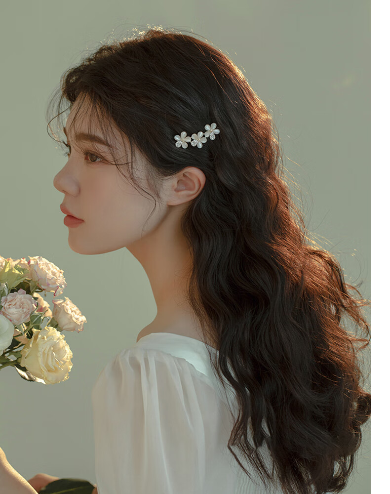 Xiangwan Flower Hair Clip Bangs Clip Side Hairpin One-Word Clip Hair Accessory Birthday Gift for Women 4
