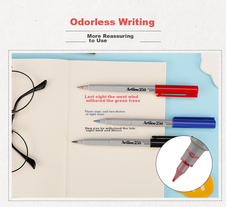 [Back to School Essential] Shachihata Artline Office Meeting Quick-Drying Oil-Based Pen, Waterproof, Non-Fading, Milk Storage Bag Marker, Signing Pen, Round Tip, 0.4mm, Black, EK-250 3