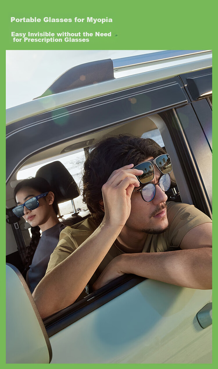 Beneunder Polarized Sunglasses for Men and Women with Case, Prescription Glasses Compatible, Driving Outdoor Square Frame FD004 2