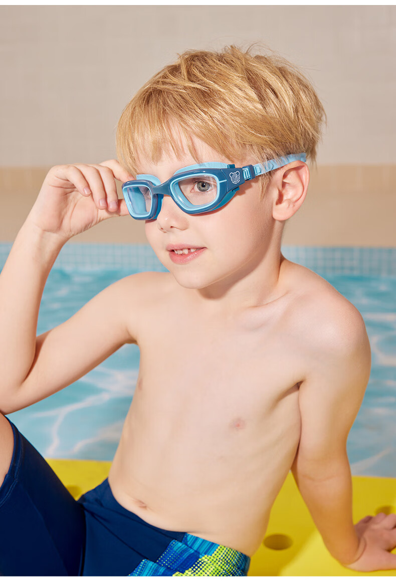 WATERTIME / Shuichuan Children's Swimming Goggles for Boys And Girls, Large Frame Waterproof Anti-Fog HD Professional Swim Glasses, Sky Blue 15