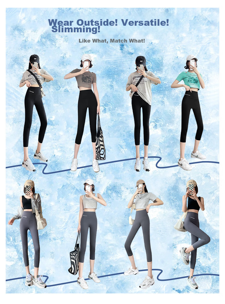 LangSha Shark Leggings for Women, Tight-Fitting High-Waisted Pants, Slimming Effect, Thin Yoga Leggings for Outer Wear 14