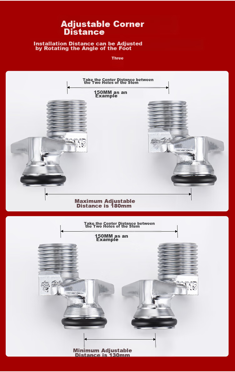 Larsd Shower Head Universal Elbow Full Copper Connector Mixing Valve Reducer Eccentric Angle Adjustable Coupling, 1 Piece Set T51 5